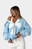 Baby Blue Cross Zip Hoodie