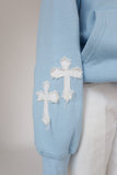Baby Blue Cross Zip Hoodie
