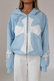 Baby Blue Cross Zip Hoodie