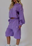 Grape Cropped Zip Hoodie & Baggy Shorts Set