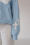Baby Blue Cross Zip Hoodie
