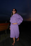 Grape Cropped Zip Hoodie & Baggy Shorts Set