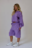 Grape Cropped Zip Hoodie & Baggy Shorts Set