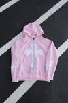 Pink Cross Zip Hoodie