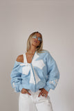 Baby Blue Cross Zip Hoodie