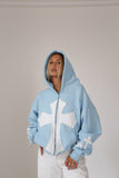 Baby Blue Cross Zip Hoodie