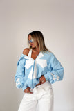 Baby Blue Cross Zip Hoodie